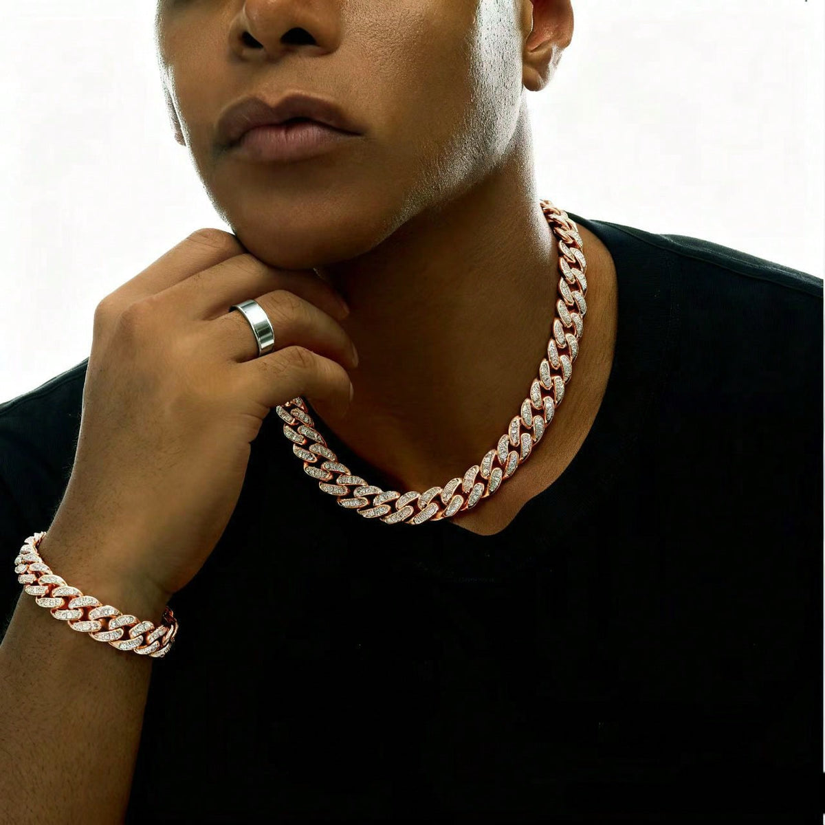 High Quality Geometric Cuban Link Necklace, Bling Hiphop Style Jewelry Gift