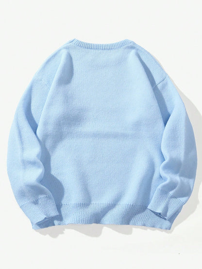 Manfinity Hypemode Men'S Casual College Style Crew Neck Long Sleeve Sweater, Fall/Winter