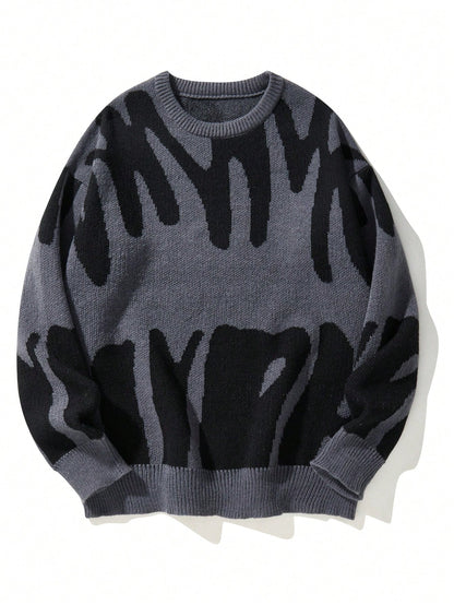 Manfinity Hypemode Men Graphic Pattern Sweater , Fall Winter, Long Sleeve Top