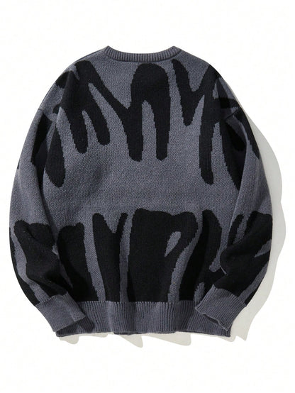 Manfinity Hypemode Men Graphic Pattern Sweater , Fall Winter, Long Sleeve Top