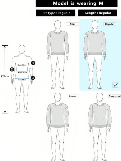 Manfinity Hypemode Men'S Casual College Style Crew Neck Long Sleeve Sweater, Fall/Winter