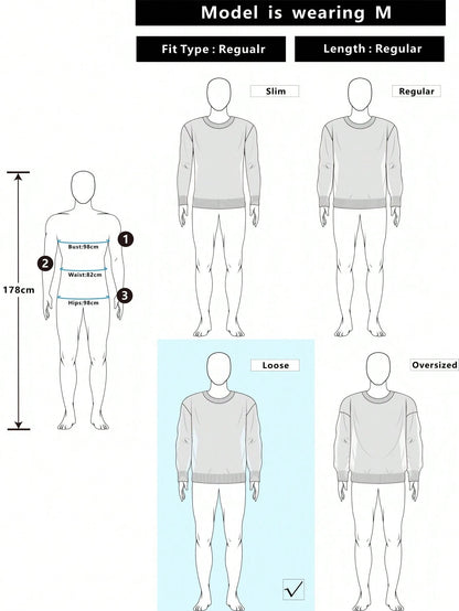 Manfinity Hypemode Men Graphic Pattern Sweater , Fall Winter, Long Sleeve Top