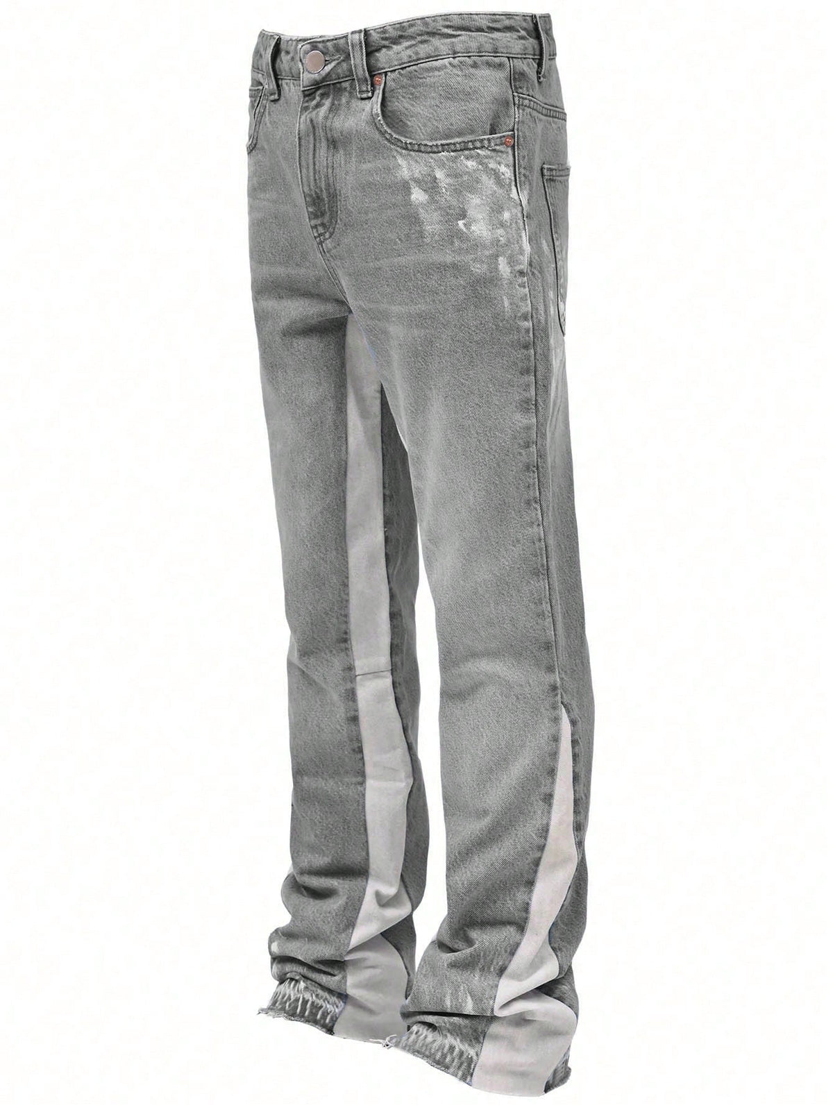 ROMWE MEN Street Life Spring/Summer Casual Men'S Distressed Patchwork Flare Jeans (Random Print)