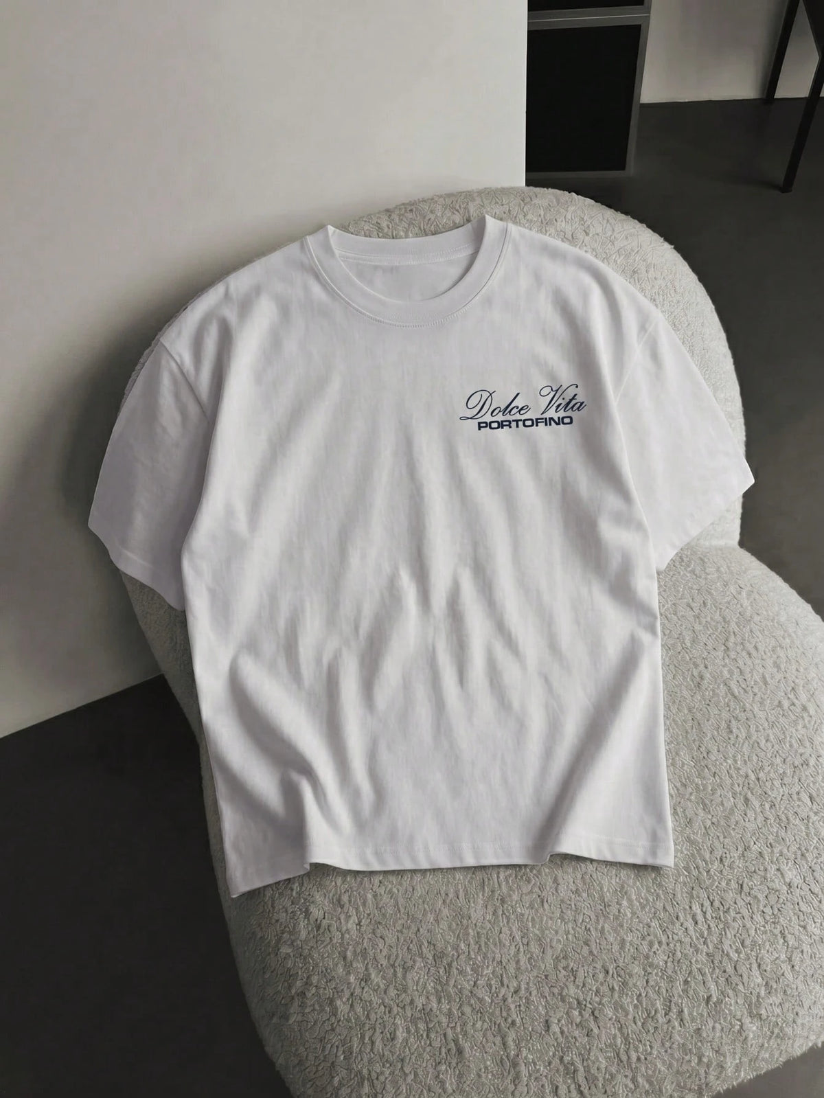 Men'S Summer Luxury Loose Champagne Bottle Portofino Town Print round Neck Short Sleeve T-Shirt, Outdoor Street Casual Youth Minimalist Retro Versatile Sporty Elegant