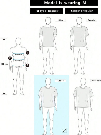 Stonegrade Men'S Casual Letter Print Loose Drop Shoulder T-Shirt, Summer