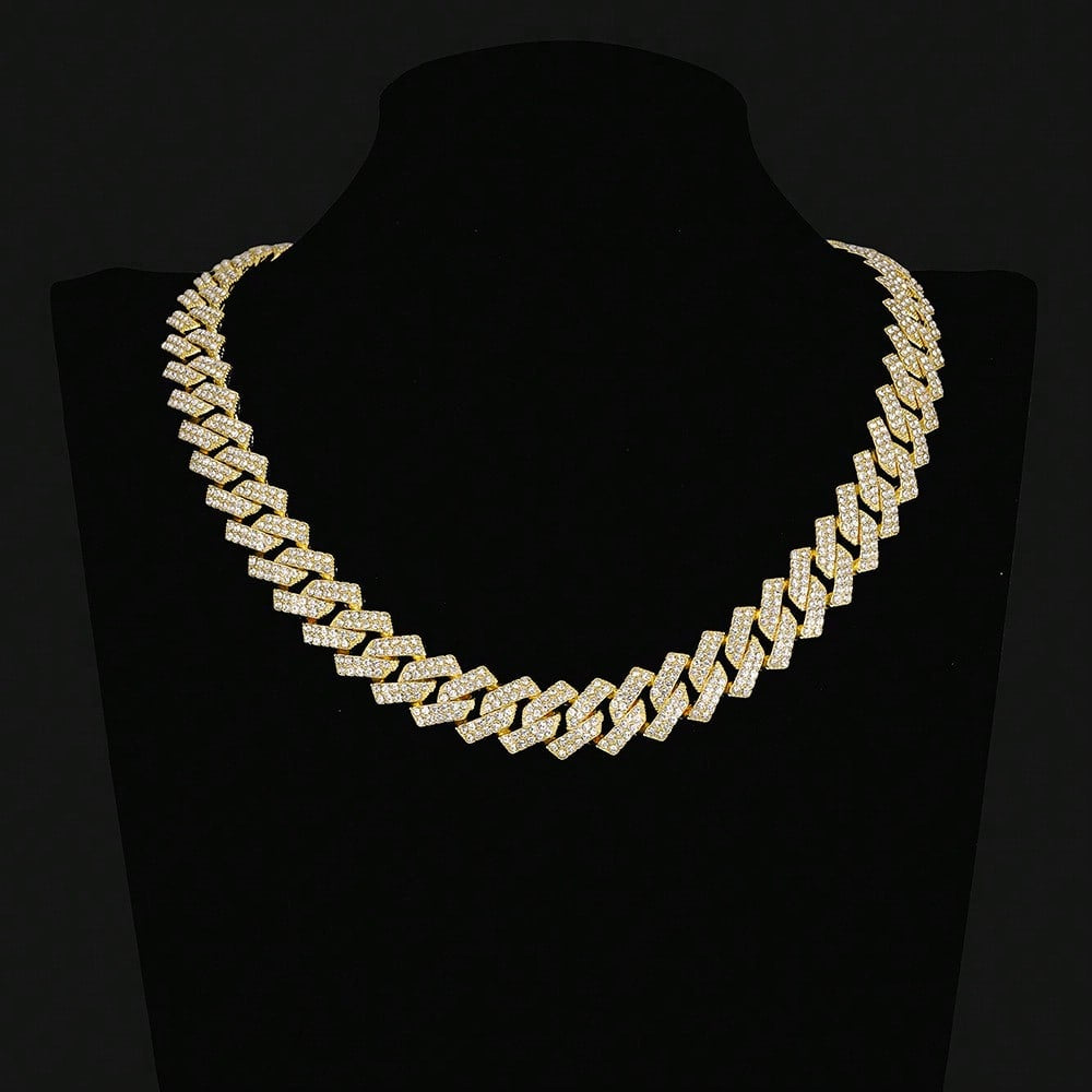 High Quality Geometric Cuban Link Necklace, Bling Hiphop Style Jewelry Gift
