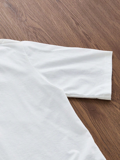 SWAVVY Men'S White Boxy Cropped T-Shirt, Summer, Couple Things