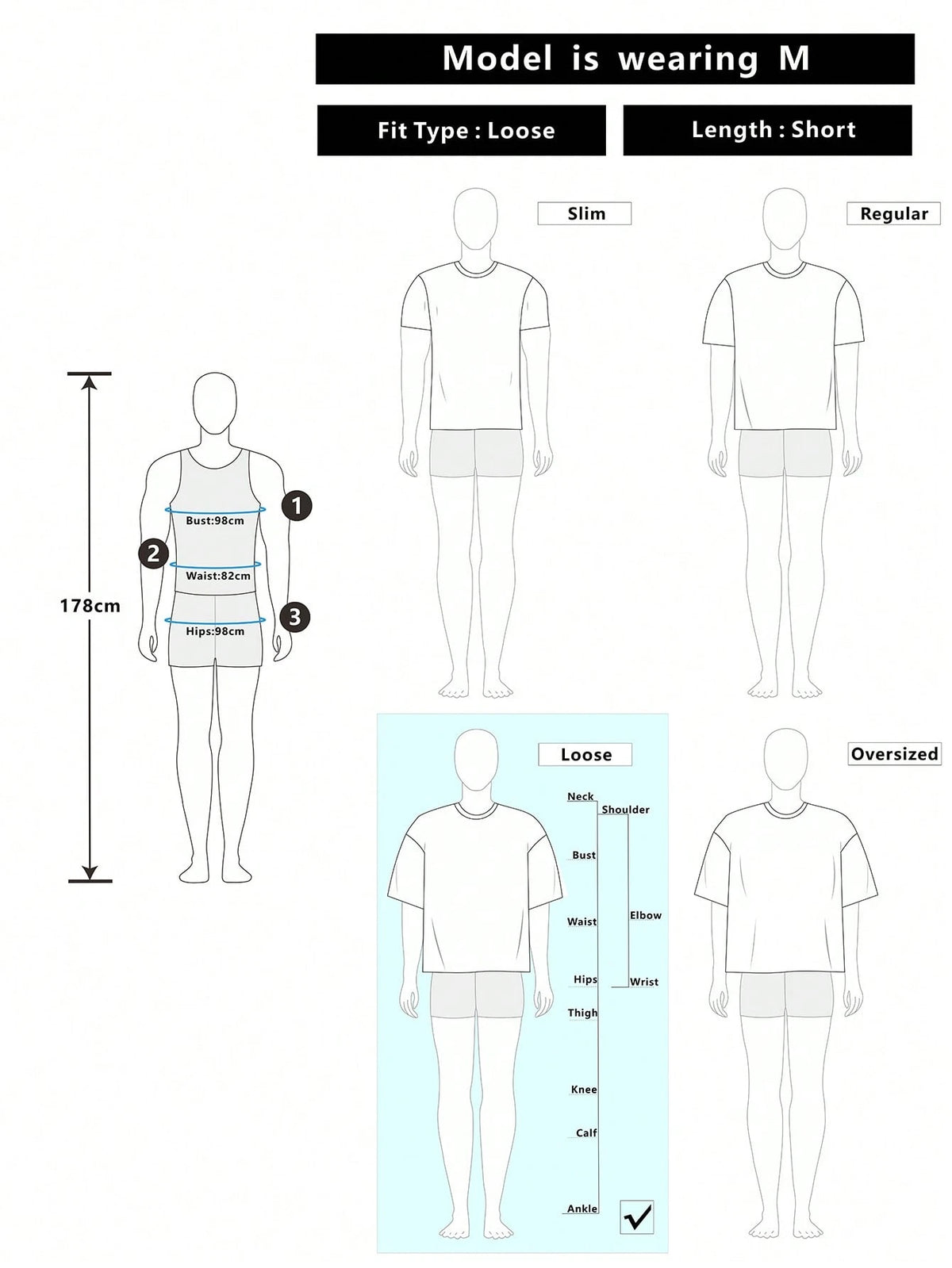 SWAVVY Men'S White Boxy Cropped T-Shirt, Summer, Couple Things