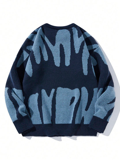 Manfinity Hypemode Men Graphic Pattern Sweater, Fall/Winter, Long Sleeve Top