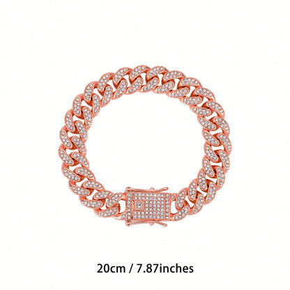 High Quality Geometric Cuban Link Necklace, Bling Hiphop Style Jewelry Gift