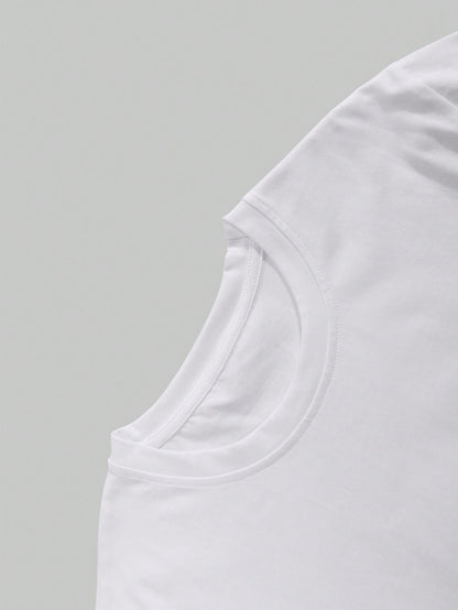 Men'S Summer Luxury Loose Champagne Bottle Portofino Town Print round Neck Short Sleeve T-Shirt, Outdoor Street Casual Youth Minimalist Retro Versatile Sporty Elegant