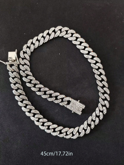 High Quality Geometric Cuban Link Necklace, Bling Hiphop Style Jewelry Gift