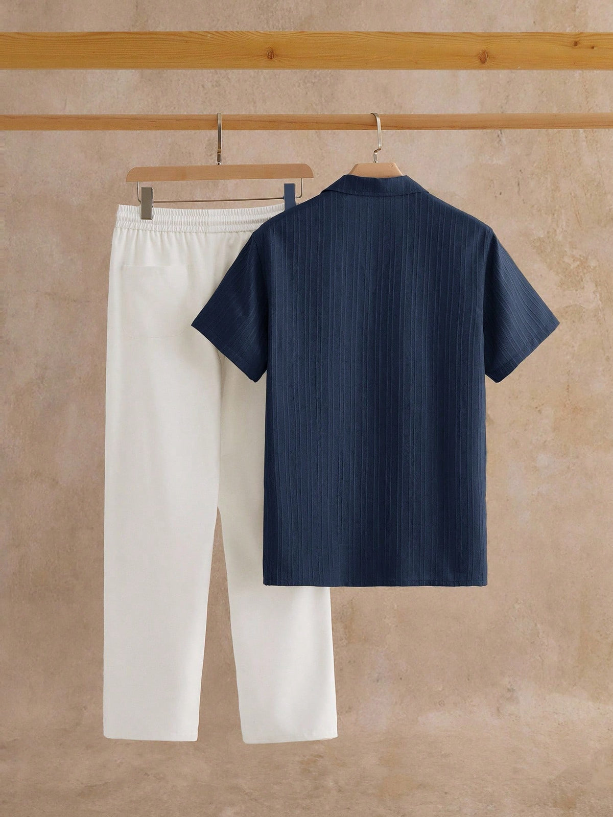 AKNOTIC Men'S Casual Short Sleeve Shirt & Pants Set, Suitable for Everyday Wear 2 Pieces Set, Summer, Cozy Outfits, Vacation, Father'S Day Gifts