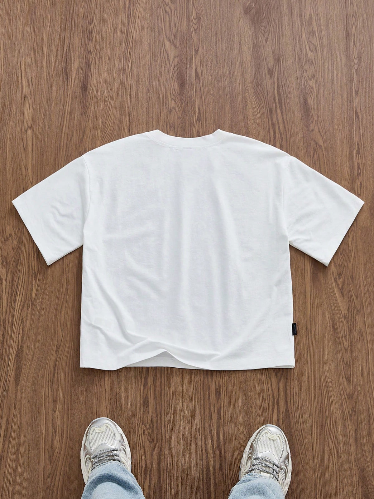 SWAVVY Men'S White Boxy Cropped T-Shirt, Summer, Couple Things