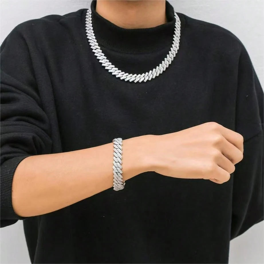 High Quality Geometric Cuban Link Necklace, Bling Hiphop Style Jewelry Gift